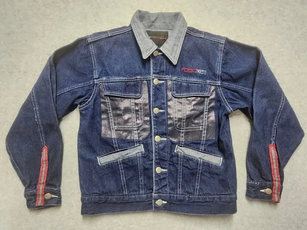 FUBU Denim Jacket Youth Small 8-10 Blue Jean Trucker Hip Hop Y2K